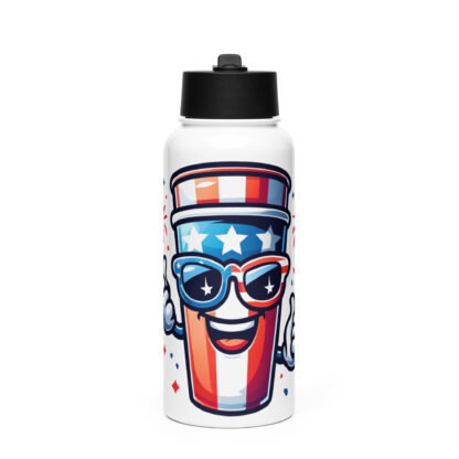 4th of July Double Cup Stainless steel water bottle with a straw lid - Image 3